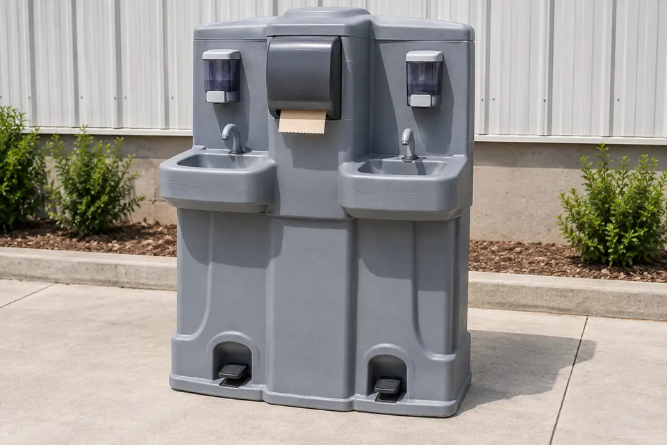 Freestanding portable handwashing station